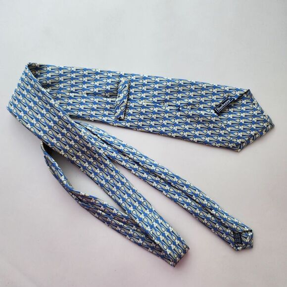 BURBERRY London 100% Silk  Neck Tie  Blue Gold Ladybug Print Burberrys EUC - Picture 10 of 11